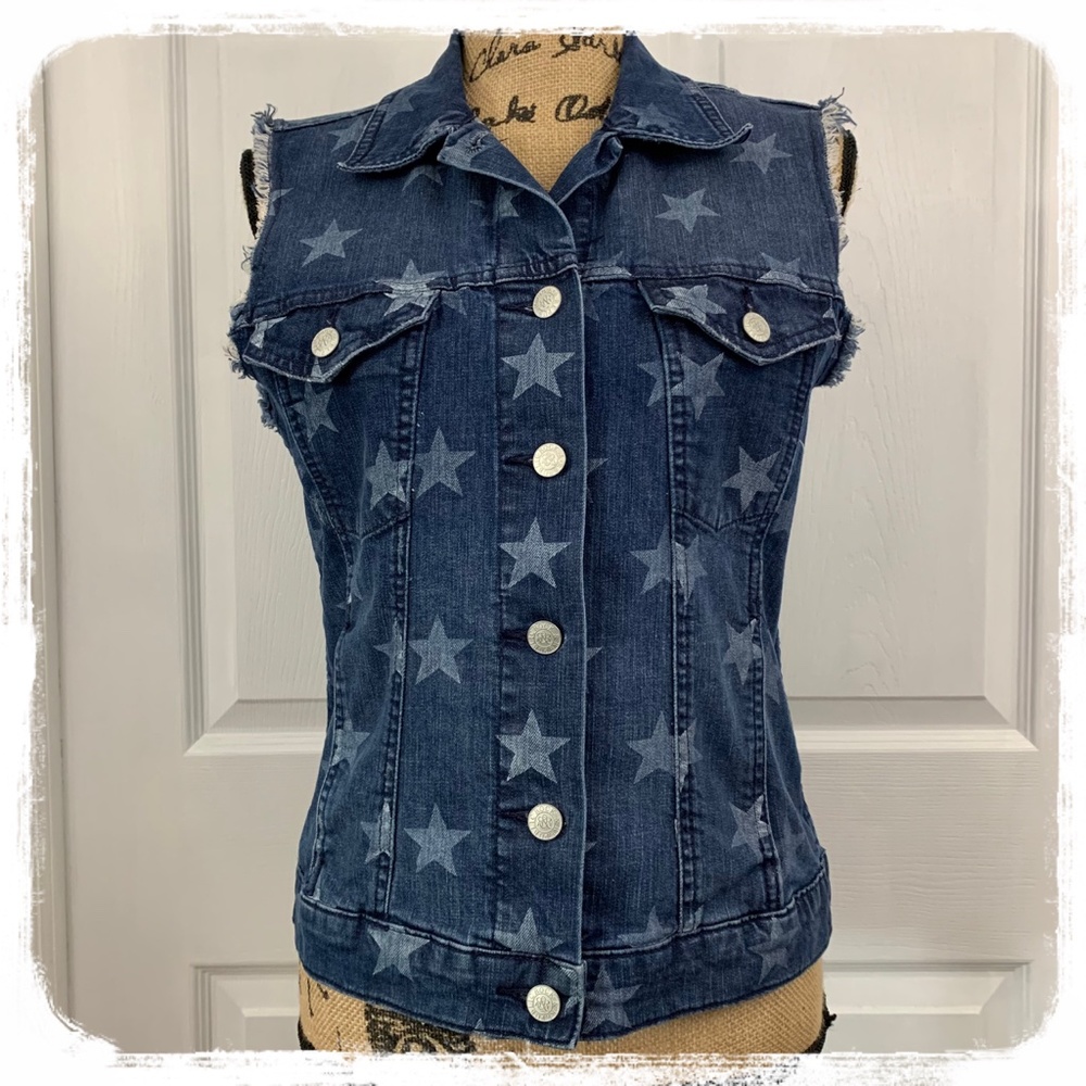 Rock & Republic Jean Vest Star Print sz. m